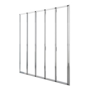 AICA Duschtrennwand, 5-teilig, B 120x H 140cm, Faltwand aus Glas mit Chromrahmen.