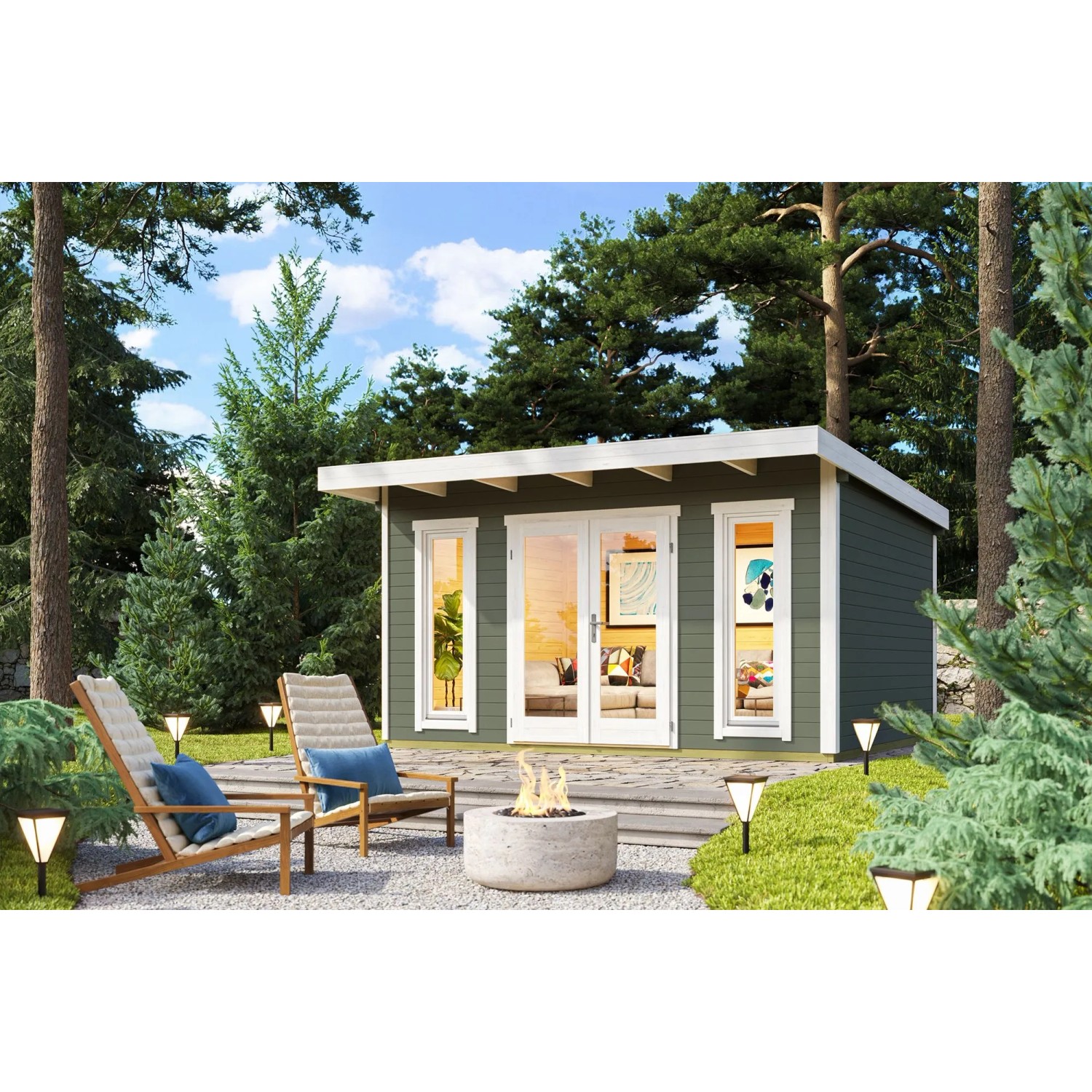 Lasita Gartenhaus Sicily 1 Grau-Grün 410 cm x 350 cm