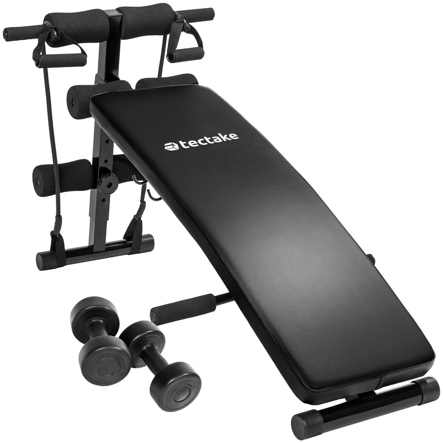 Tectake Sit Up Bank Cuttler 6 Fach Verstellbar Mit Beinfixierung  129 x 55 x 70 cm Schwarz