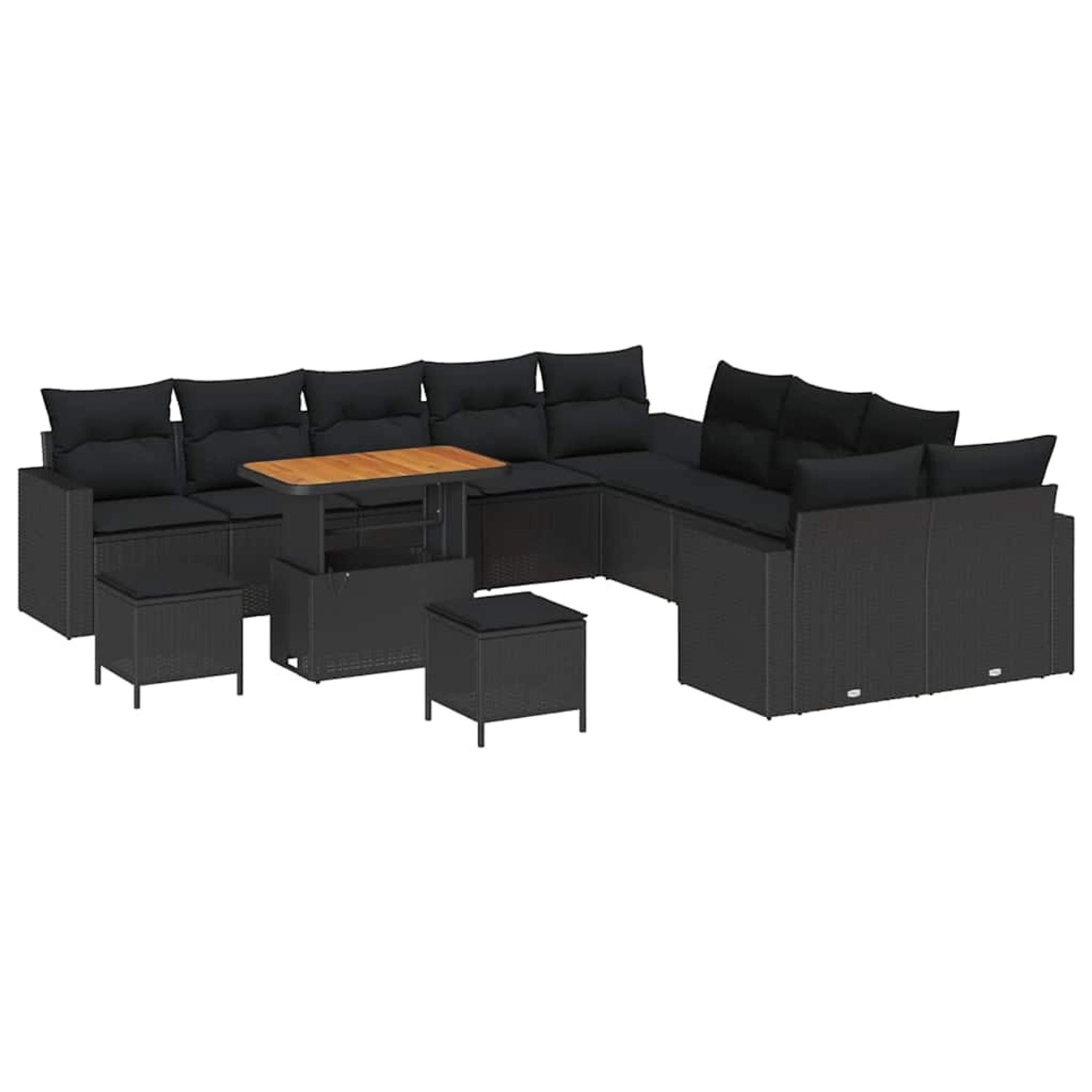 vidaXL Garten-Sofa-Set 13-Tlg Schwarz Poly Rattan 3361674 günstig online kaufen