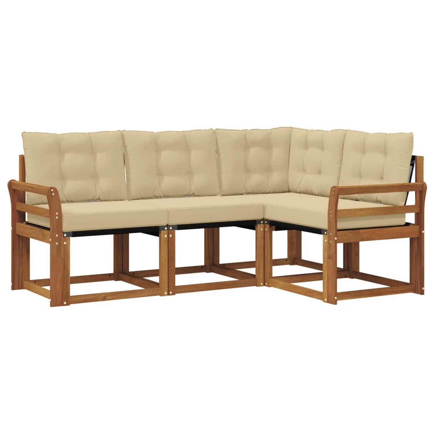 vidaXL Outdoor-Sofagarnitur mit Kissen 4-Tlg Natur und Beige 3368620