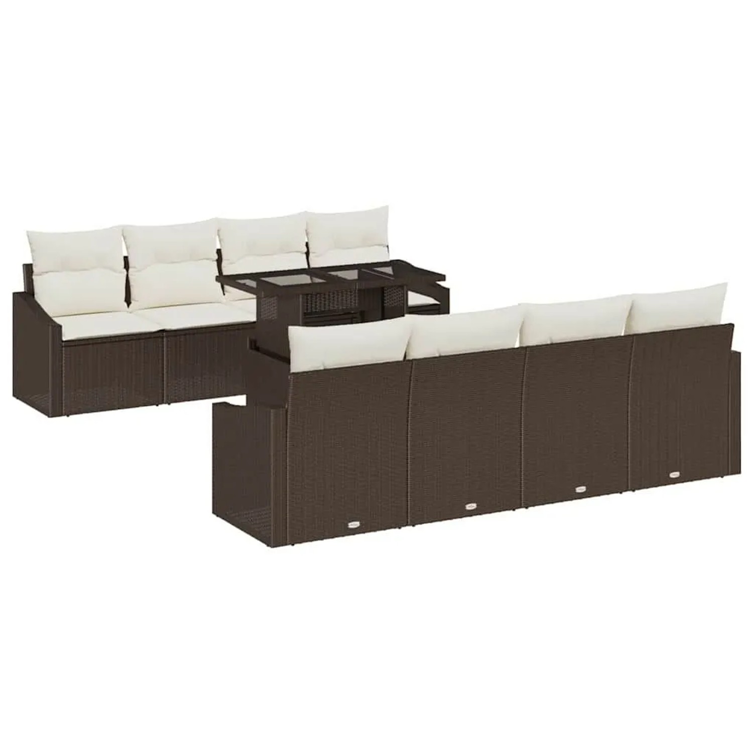 vidaXL Gartensofa-set mit Kissen 7-Tlg Braun und Creme Poly-Rattan 3348964 günstig online kaufen