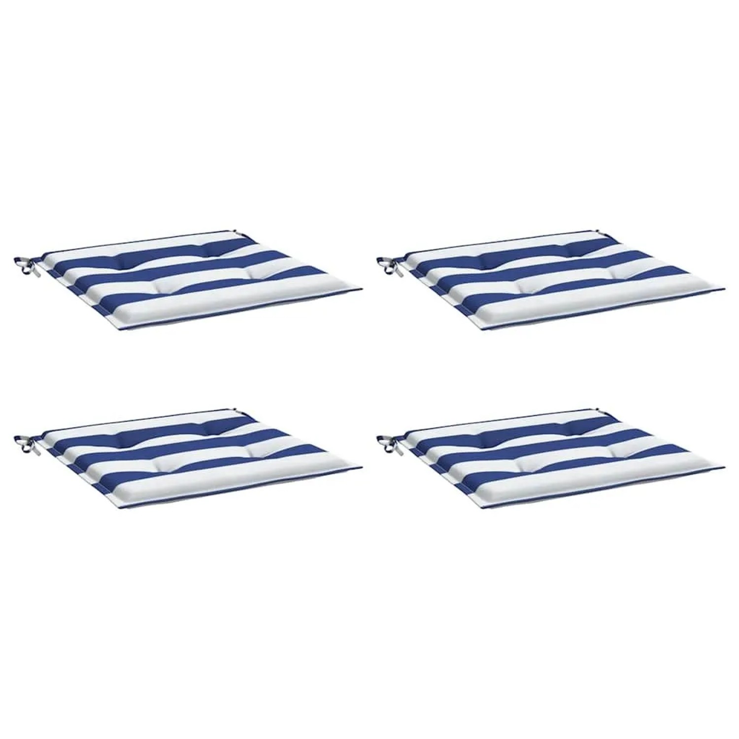 vidaXL Gartenstuhl-Kissen 4 Stk Blau & Weiß Gestreift 50x50x4cm Stoff 36107 günstig online kaufen