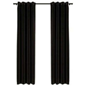 Anthrazitfarbene Verdunkelungsvorhänge in Leinenoptik, 2er-Set, 140x245 cm. Blickdicht und dekorativ.