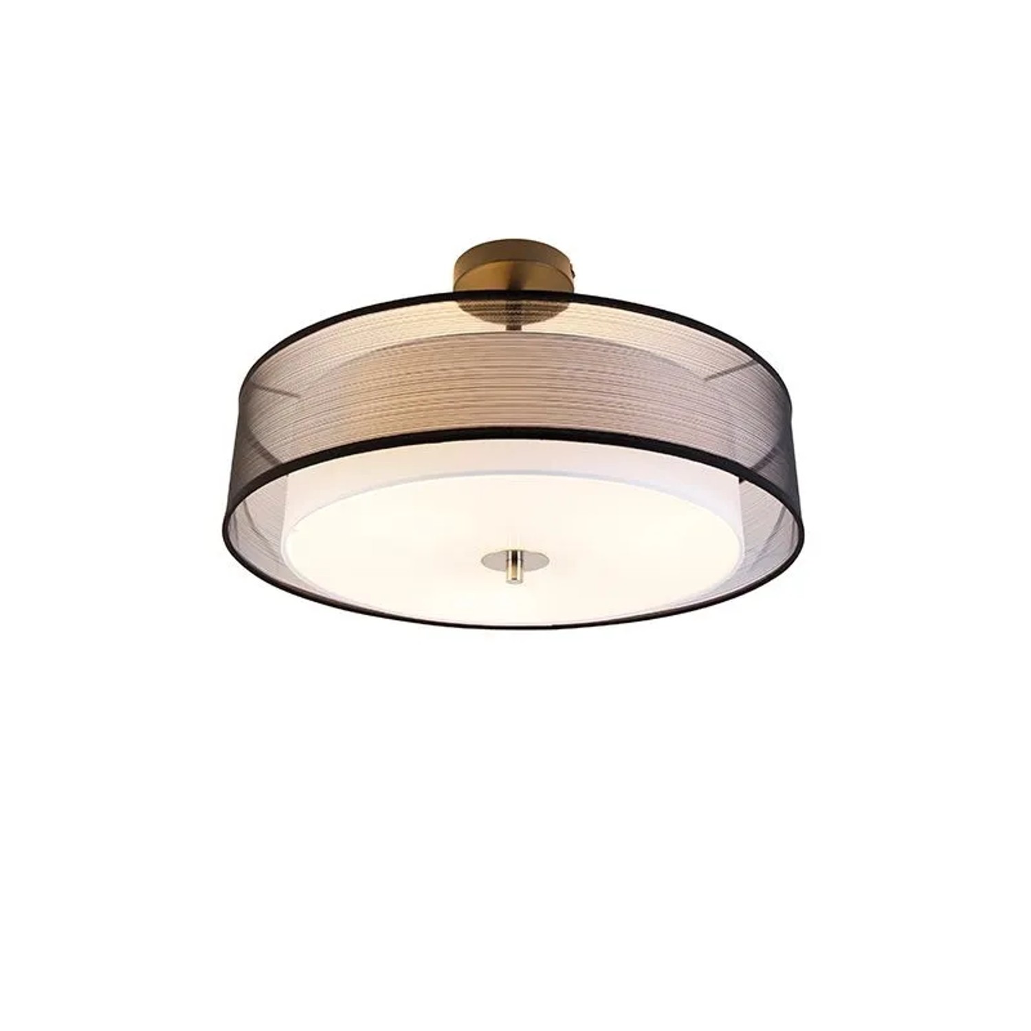 QAZQA Moderne Deckenleuchte Schwarz-Weiß 50 cm 3-flammig Drum Duo