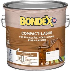 Bondex Compact-Lasur Weiß 2,5l für Holz: UV-Schutz, Grundierung & Endbeschichtung in Einem.
