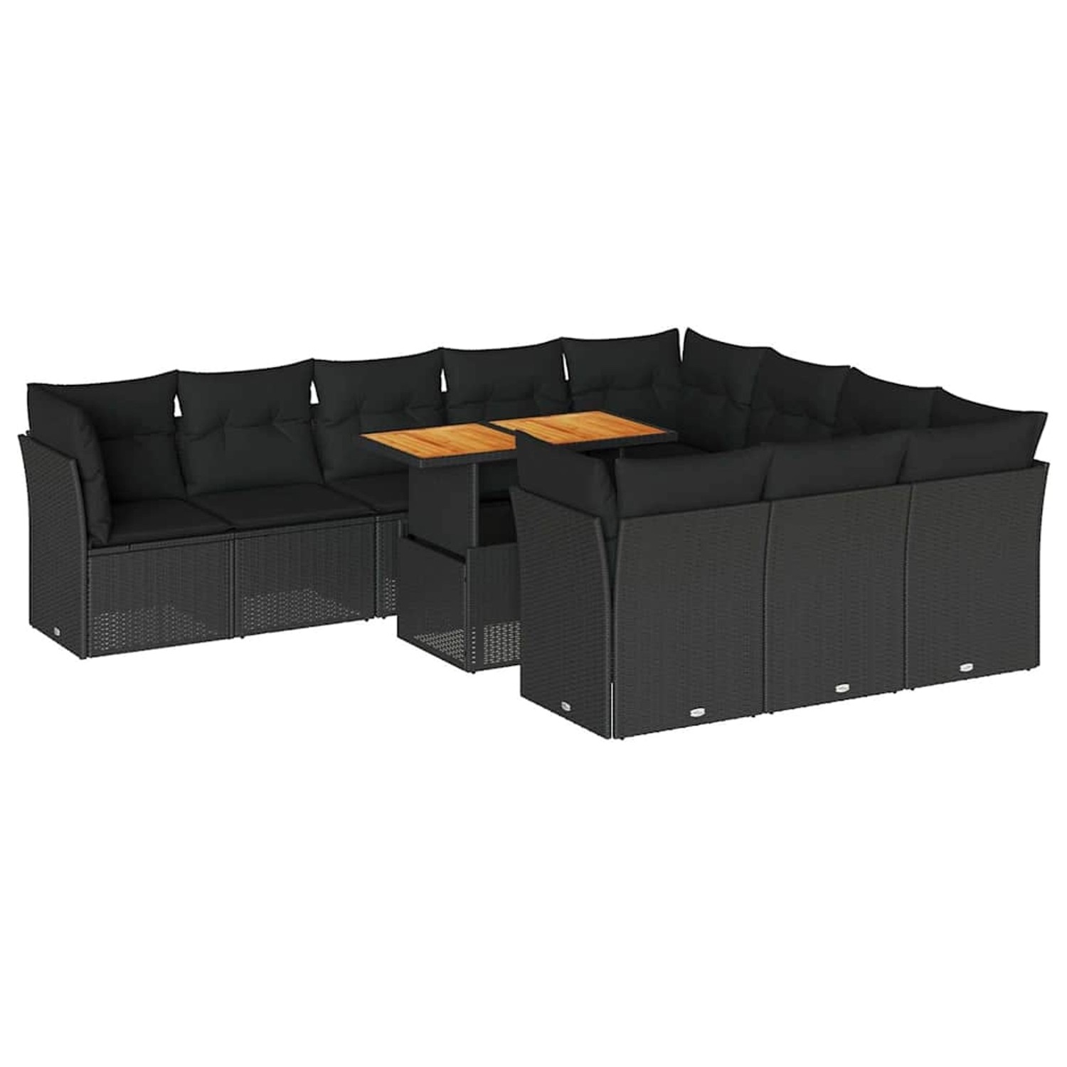 vidaXL 11-Tlg Garten-Sofagarnitur mit Kissen Schwarz Poly Rattan 3326974 günstig online kaufen