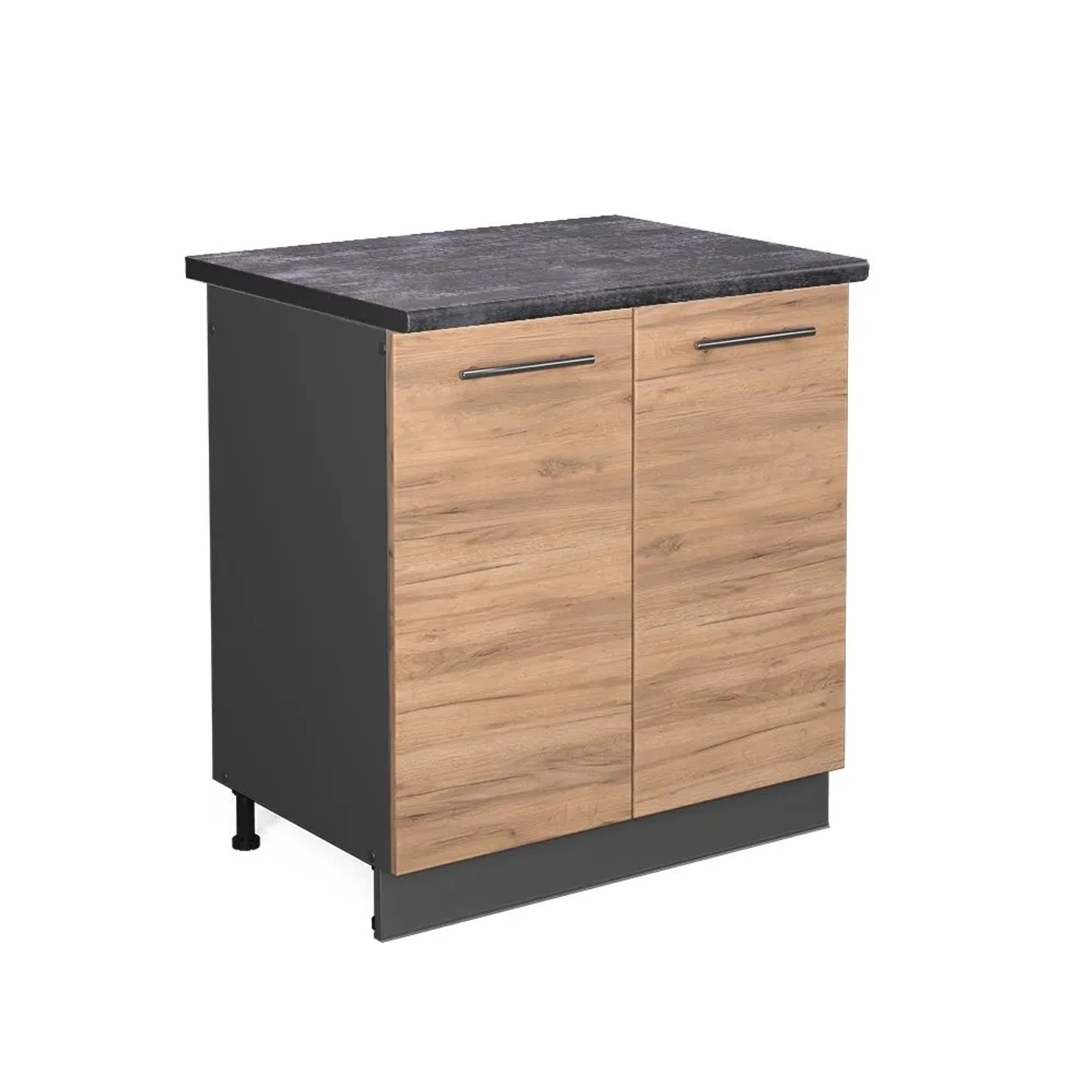Vicco Spülenunterschrank Fame-Line Goldkraft Eiche Anthrazit 80 cm AP Anthrazit