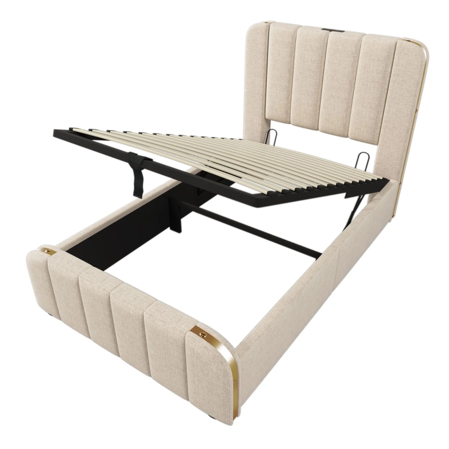 okwish Polsterbett 90×200 Einzelbett mit USB Type-C Ladefunktion mit Matratze