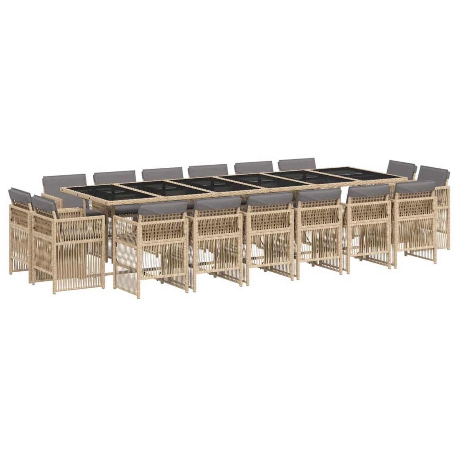 vidaXL 17-Tlg Garten-Essgruppe mit Kissen Beigemischung Poly Rattan 3211068 günstig online kaufen