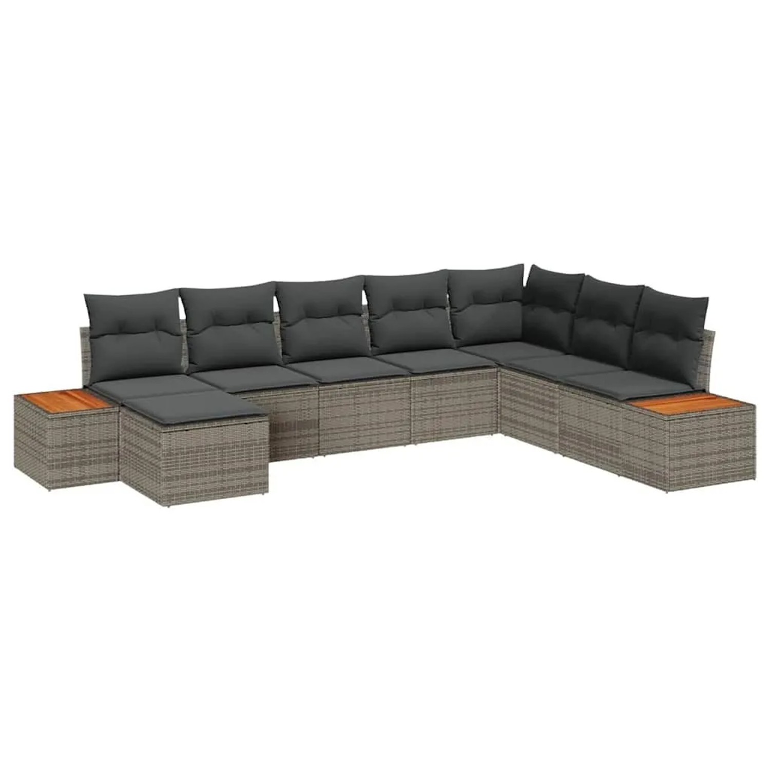vidaXL Gartensofa-Set mit Kissen mit Speicher 9 Stk Grau Polyrattan 3356814 günstig online kaufen