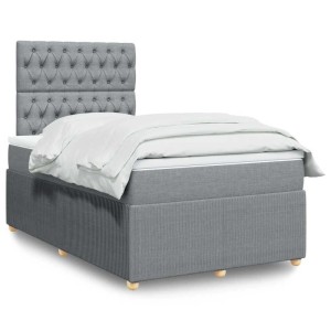 vidaXL Boxspringbett mit Matratze Hellgrau 120x200 cm Stoff 3294330