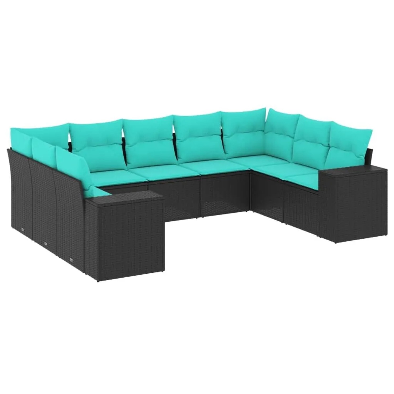 vidaXL 9-Tlg Gartensofa-Set mit Kissen Schwarz Polyrattan 3222996 günstig online kaufen