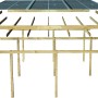 Karibu Doppelcarport Eco 2: Explosionszeichnung der Holzkonstruktion mit PVC-Dachplatten.