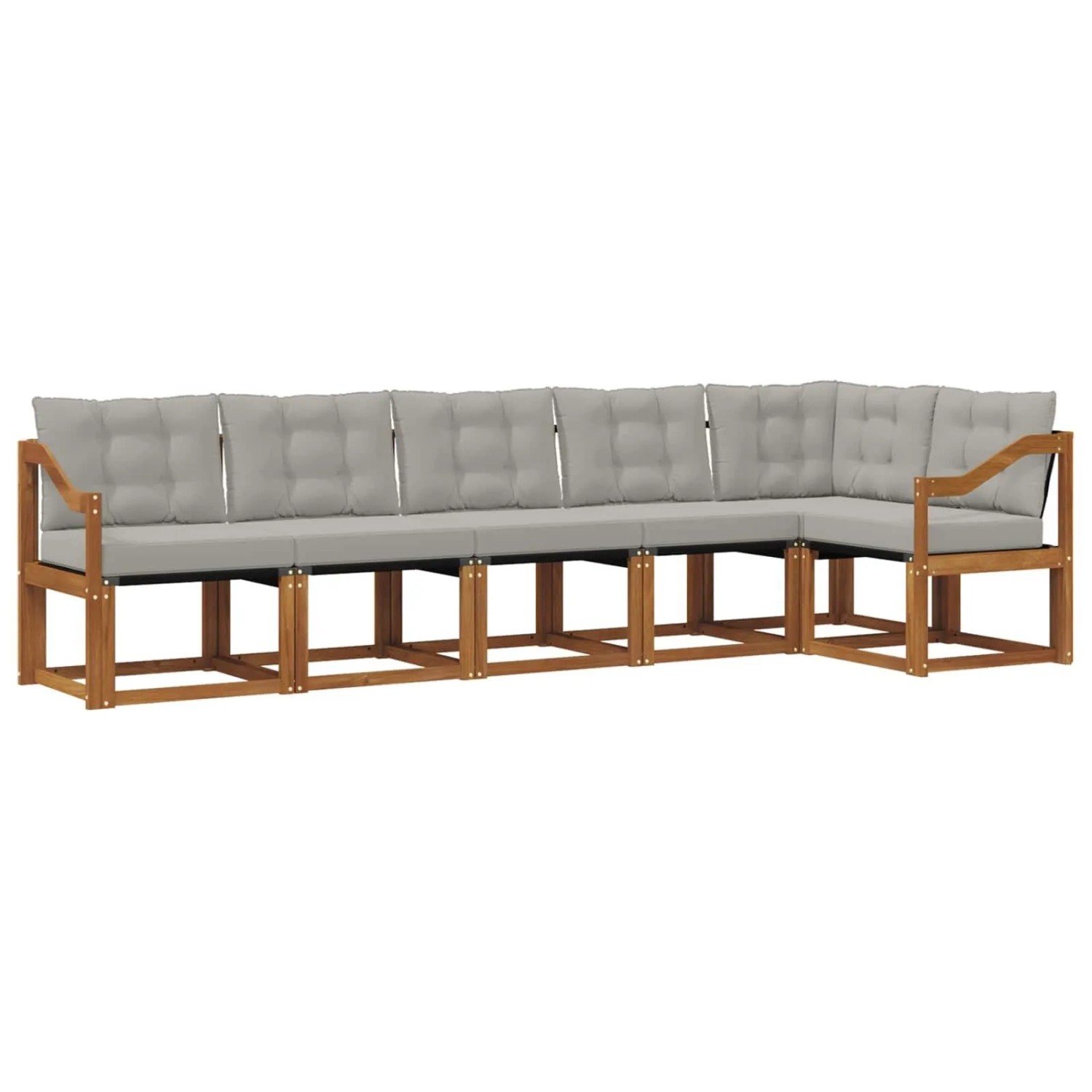 vidaXL Outdoor-Sofagarnitur mit Kissen 6-Tlg Natur und Hellgrau 3368722
