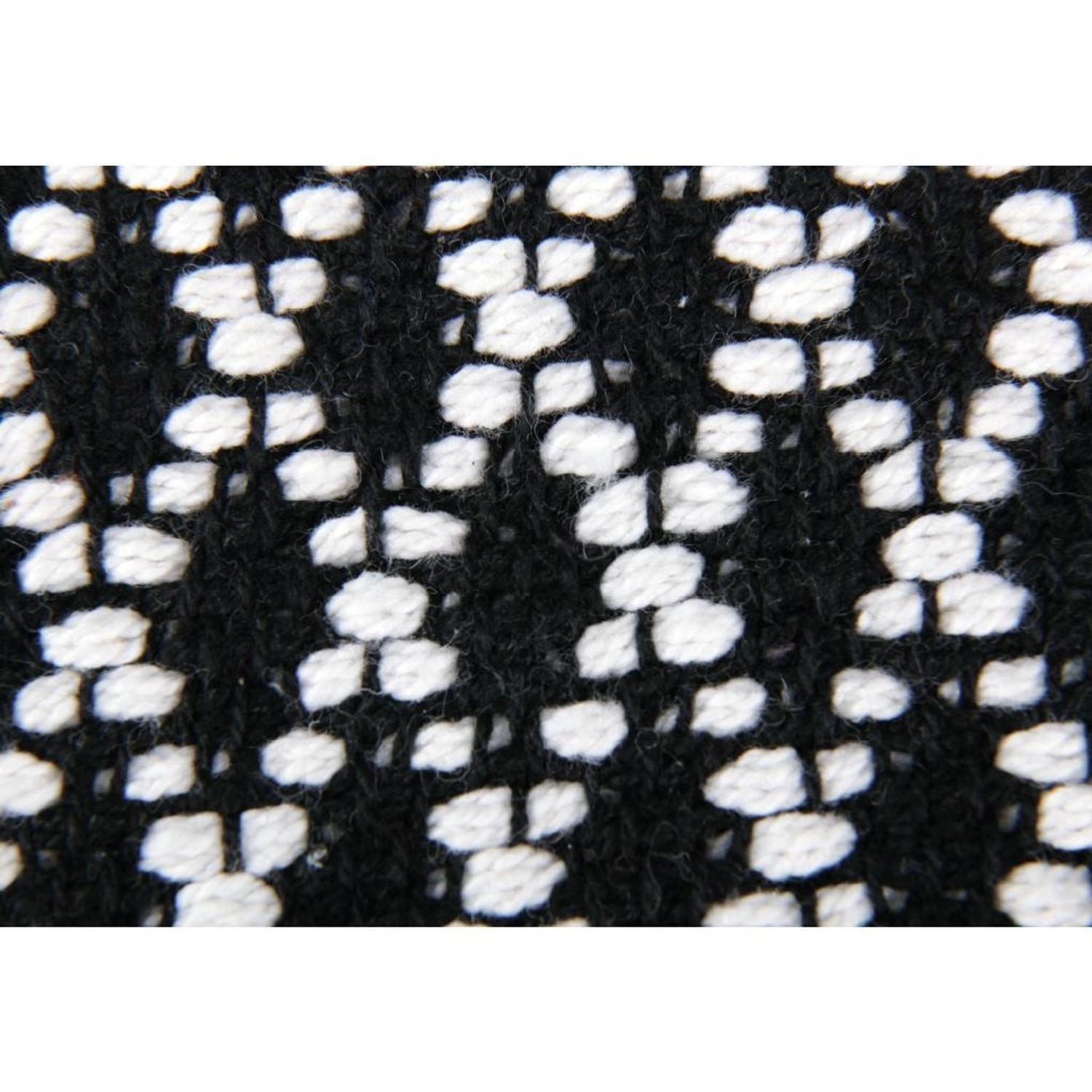 Detailansicht: Schwarz-weißer ProHome Teppich „Hash“, 60x90 cm, Fußmatte mit eingewebtem Muster.