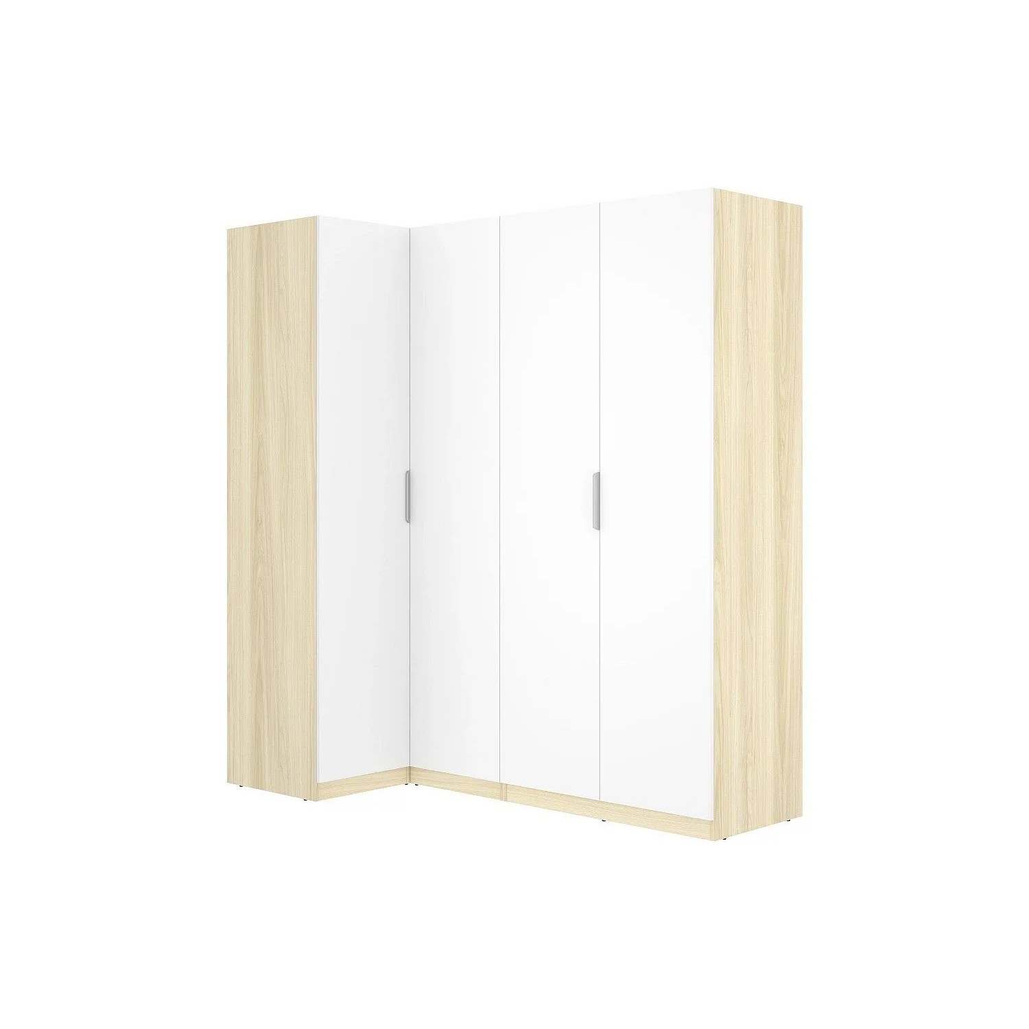 Vente-unique Kleiderschrank Kalony Naturfarben Hell  Weiß 188 cm