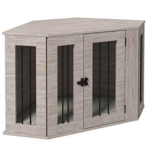 PawHut Hundehütte mit Kissen für Mittelgroße Hunde Walnuss 104 x 55 x 63 cm