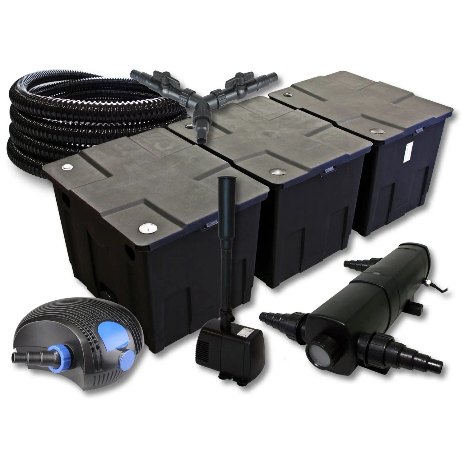 Sunsun Filter Set 90000L Teich 18W Klärer100W Eco Pumpe Schlauch Springbrunnen