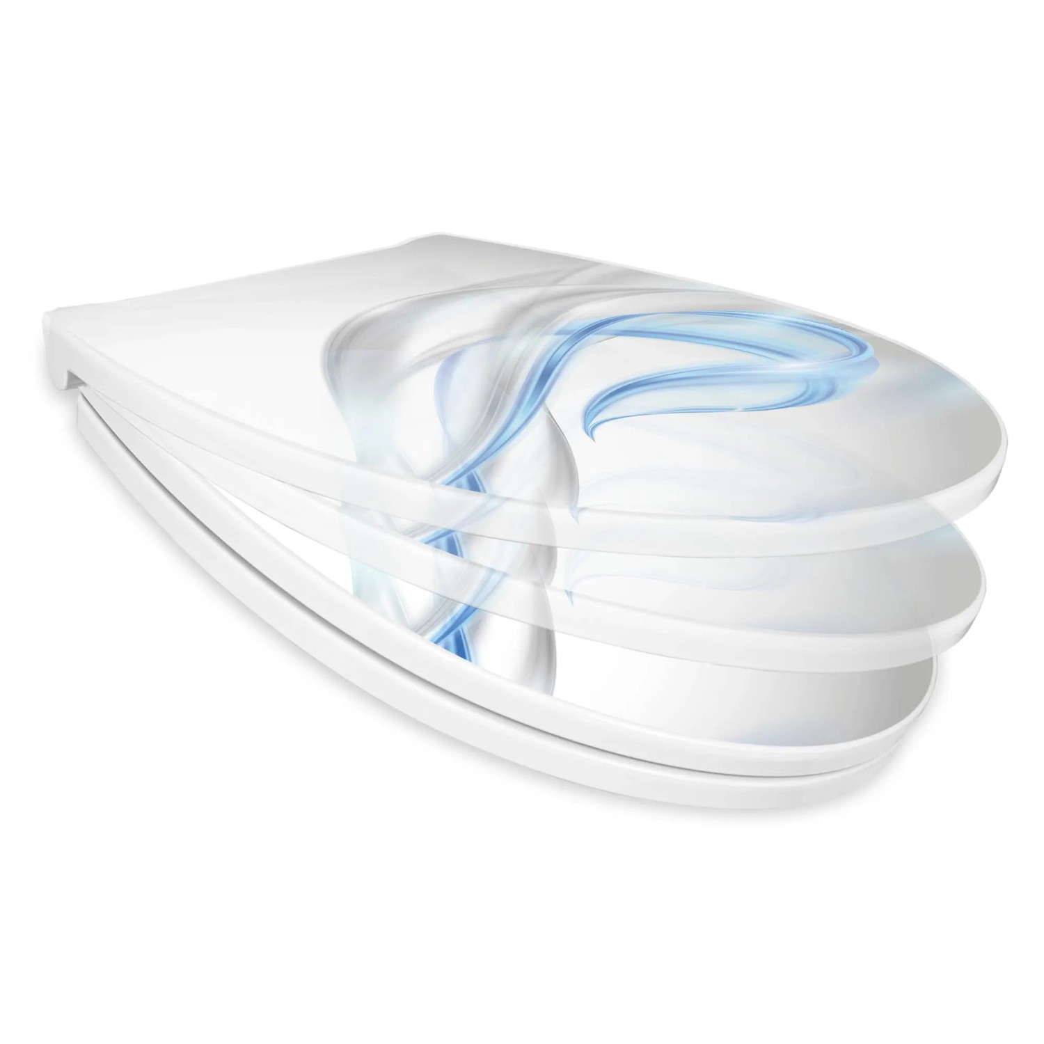 Banjado Premium WC-Sitz mit Absenkautomatik, Motiv Blauer Schleier, aus Duroplast.