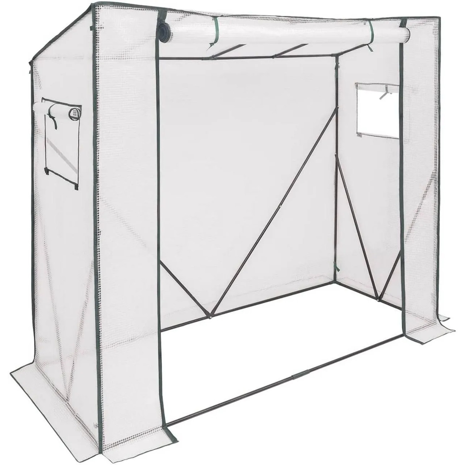 Halbtransparentes WOLTU Foliengewächshaus, 200x77x169 cm, mit Stahlrohrrahmen.