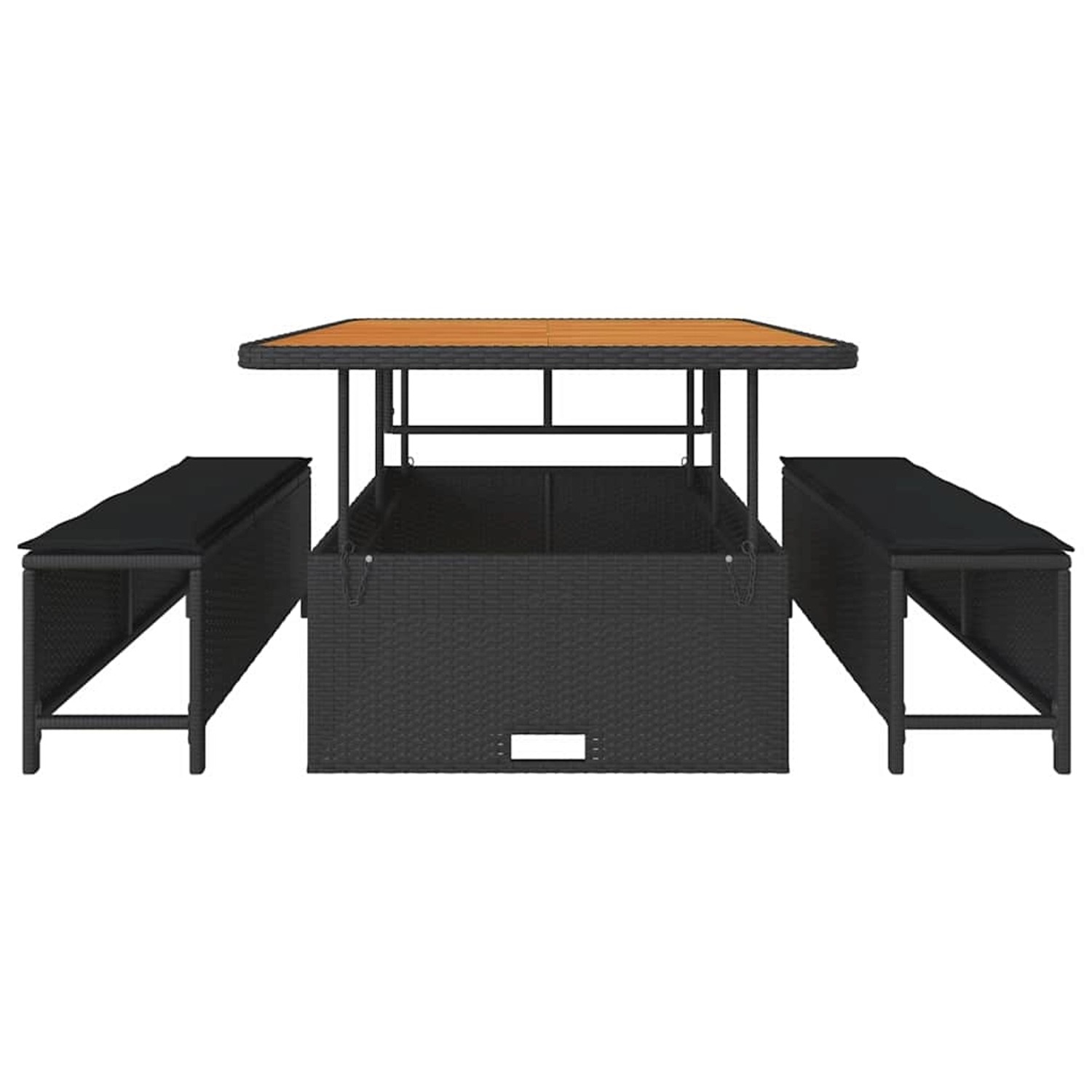 vidaXL Garten Essgruppe 3-Tlg Schwarz Poly Rattan 42007906_8