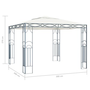 Cremeweißer vidaXL Pavillon, 300x300 cm, mit Stahlrahmen für Garten & Terrasse.