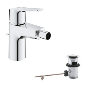 Grohe QuickFix Bidetarmatur Start mit Sparfunktion und Ablaufgarnitur in Chrom.