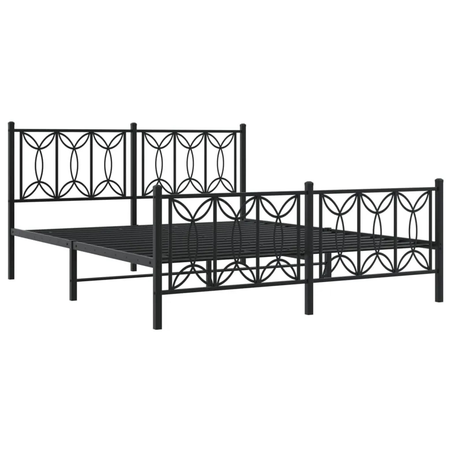 vidaXL Bettgestell mit Kopf- und Fußteil Metall Schwarz 150x200 cm 376148