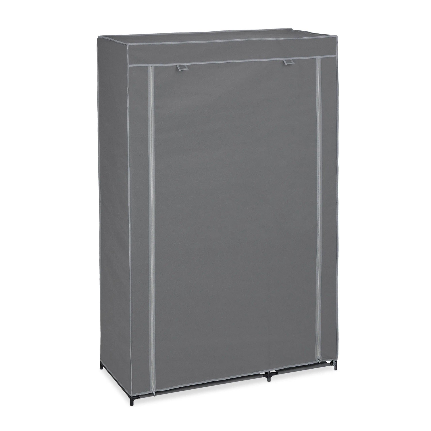 Relaxdays Stoffschrank Metall Anthrazit mit 5 Ablagen 161 cm x 105,5 cm x 45 cm