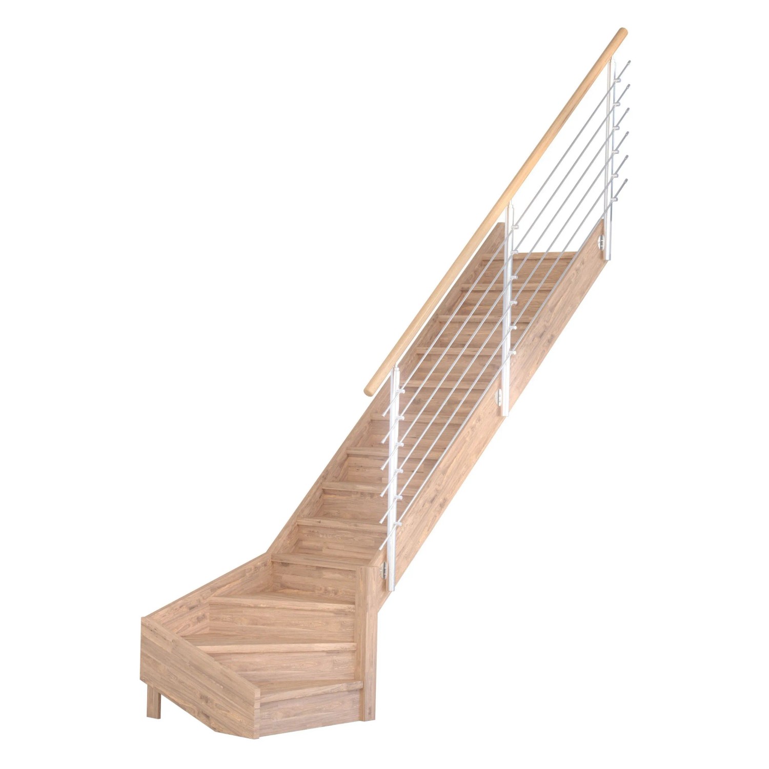Treppe Mykonos Pro Eiche Gew. R 90 cm Setztufen Design-Geländer-Edelstahl F günstig online kaufen