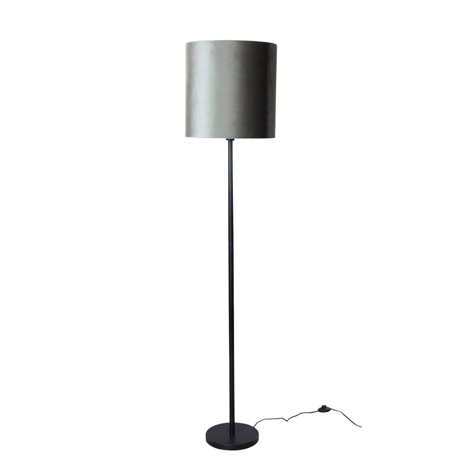 QAZQA Stehleuchte Schwarz mit Grünem Samt Schirm 40cm Simplo