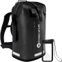 Schwarzer SCANDIC NATURE Rucksack Pioneer 55L, wasserdicht, mit Roll Top und Handytasche.