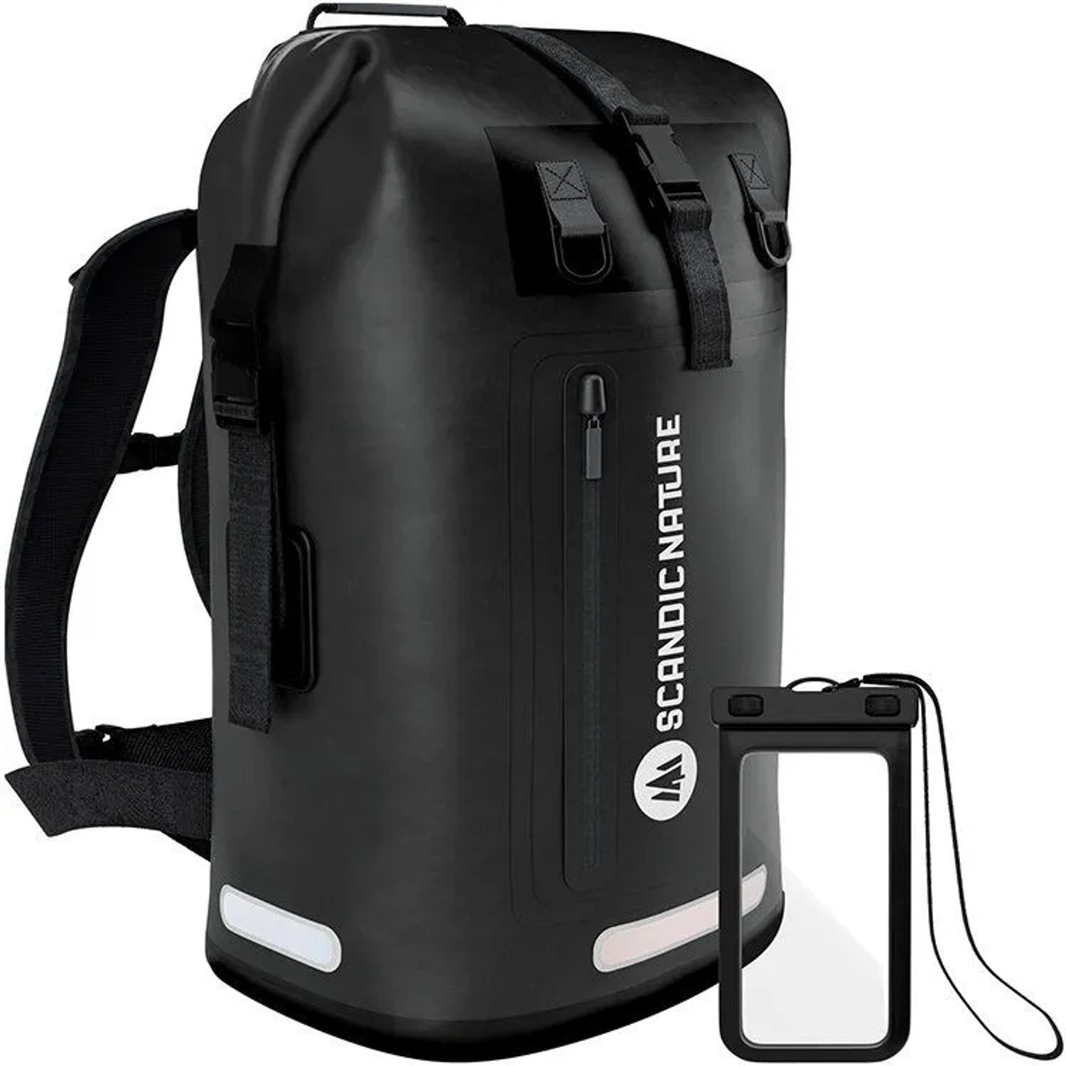 SCANDIC NATURE Rucksack Pioneer 55L Schwarz Wasserdicht Roll Top Backpack Outdoor Wanderrucksack Trekkingrucksack Reiserucksack