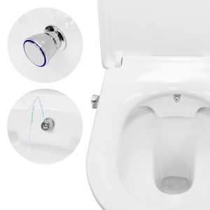 Spülrandloses Hänge-WC LuxeBath mit Bidet-Funktion, Keramik weiß, kurze Ausführung.