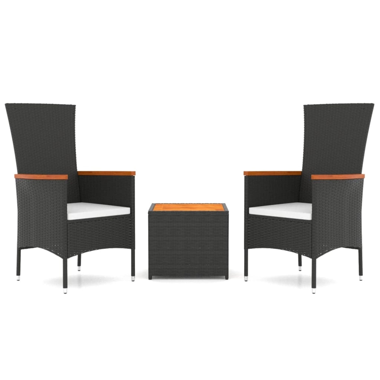 Thumbnail - vidaXL 3-tlg Garten-Lounge-Set Schwarz Poly Rattan Massivholz Akazie Modell 1
