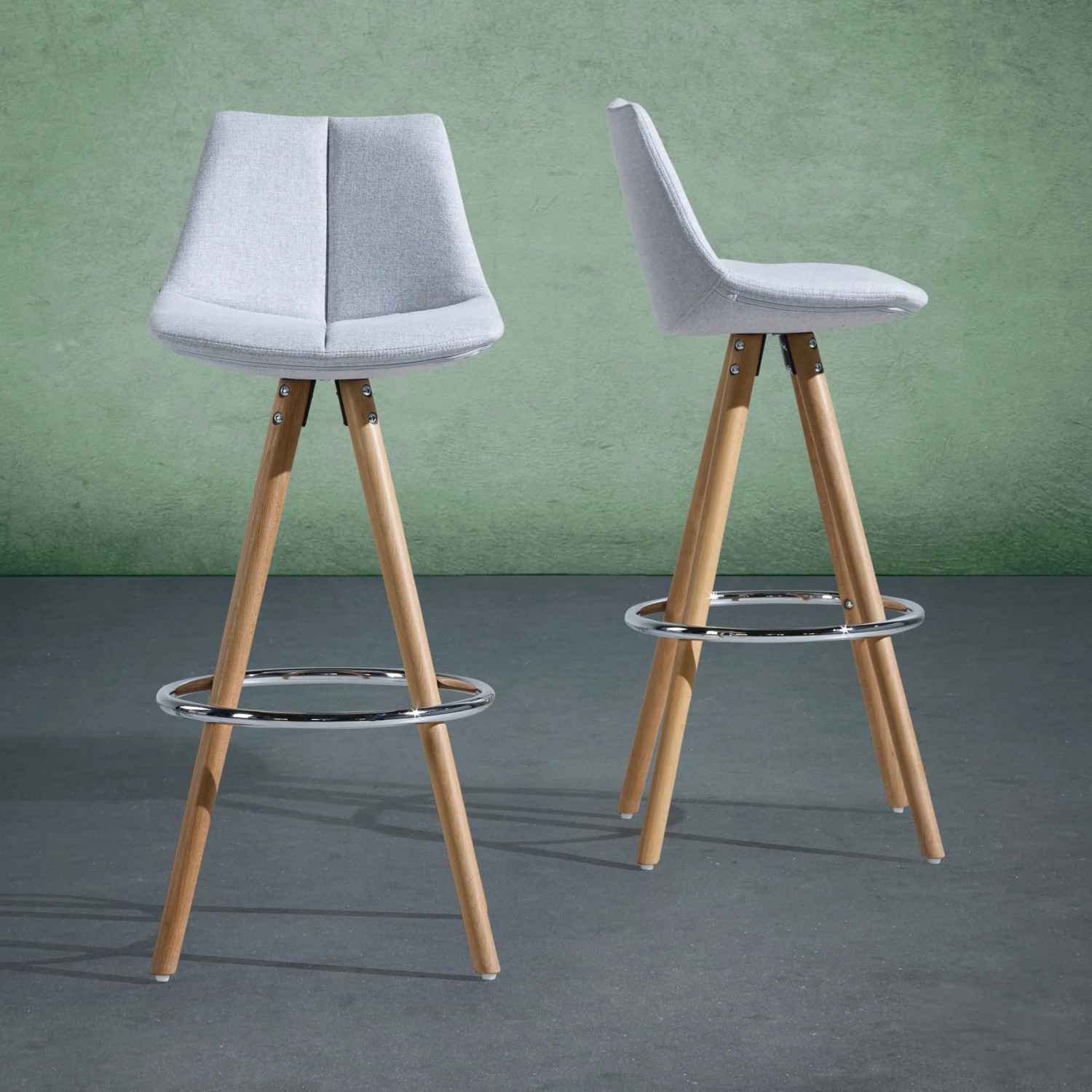 Bessagi Home Barhocker Nelo Hellgrau Webstoff Gepolstert_7
