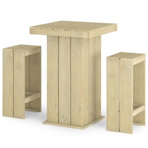 vidaXL Gartenbar-Set, 3-teilig, aus imprägniertem Kiefernholz mit Tisch und zwei Hockern.