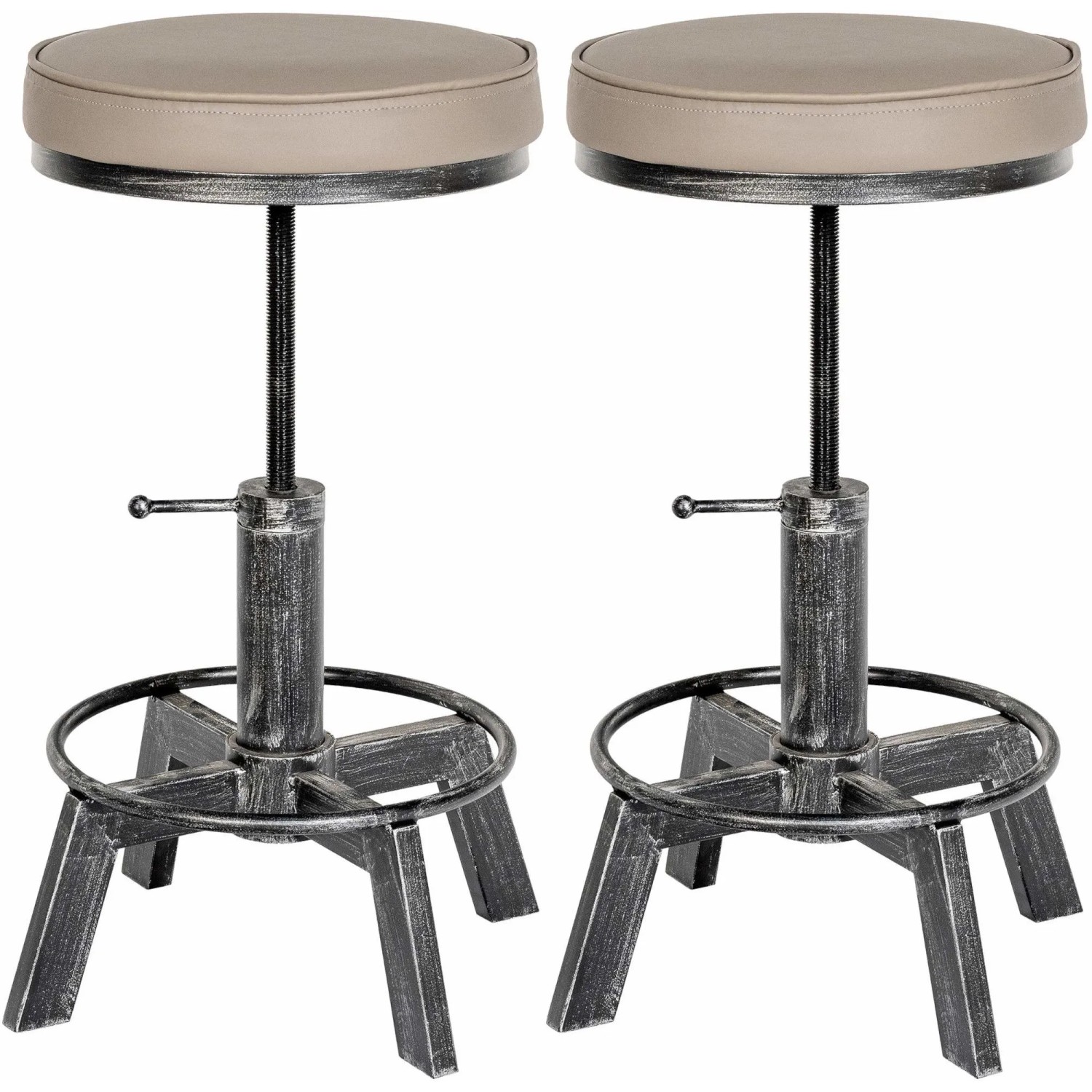 CLP 2er Set Hocker Destin Antik Silber