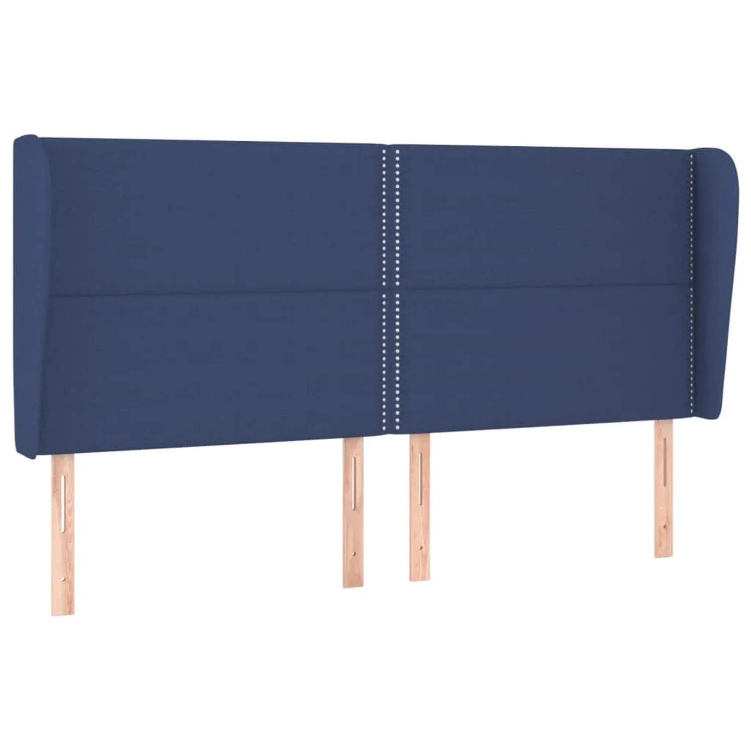 Blaues vidaXL Boxspringbett 200x200 cm mit Stoffbezug und Kopfteil.