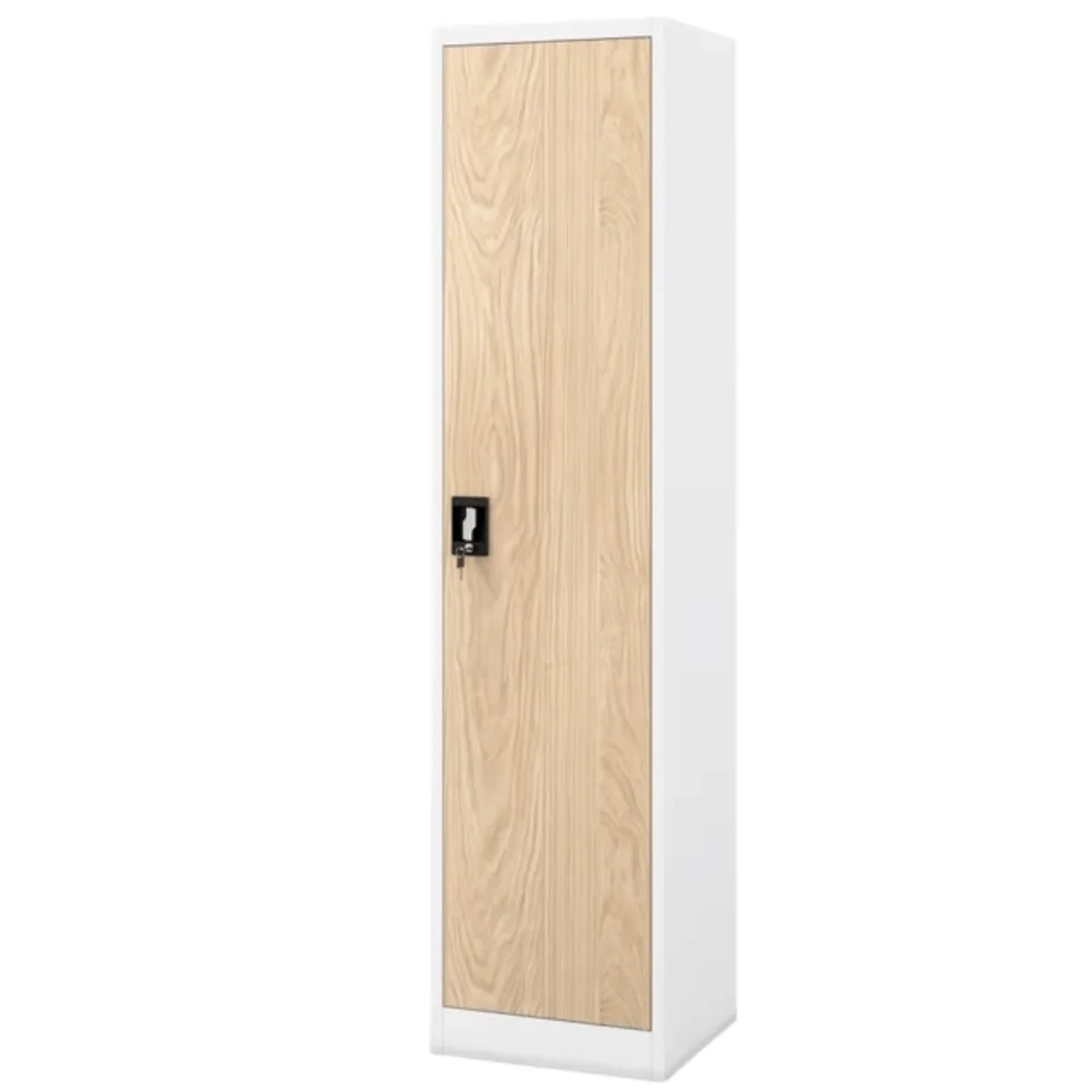 DELUKE Aktenschrank Abschließbar KADO mit Flügeltüren 185 x 45 x 40 cm Weiß-Sonoma Eiche