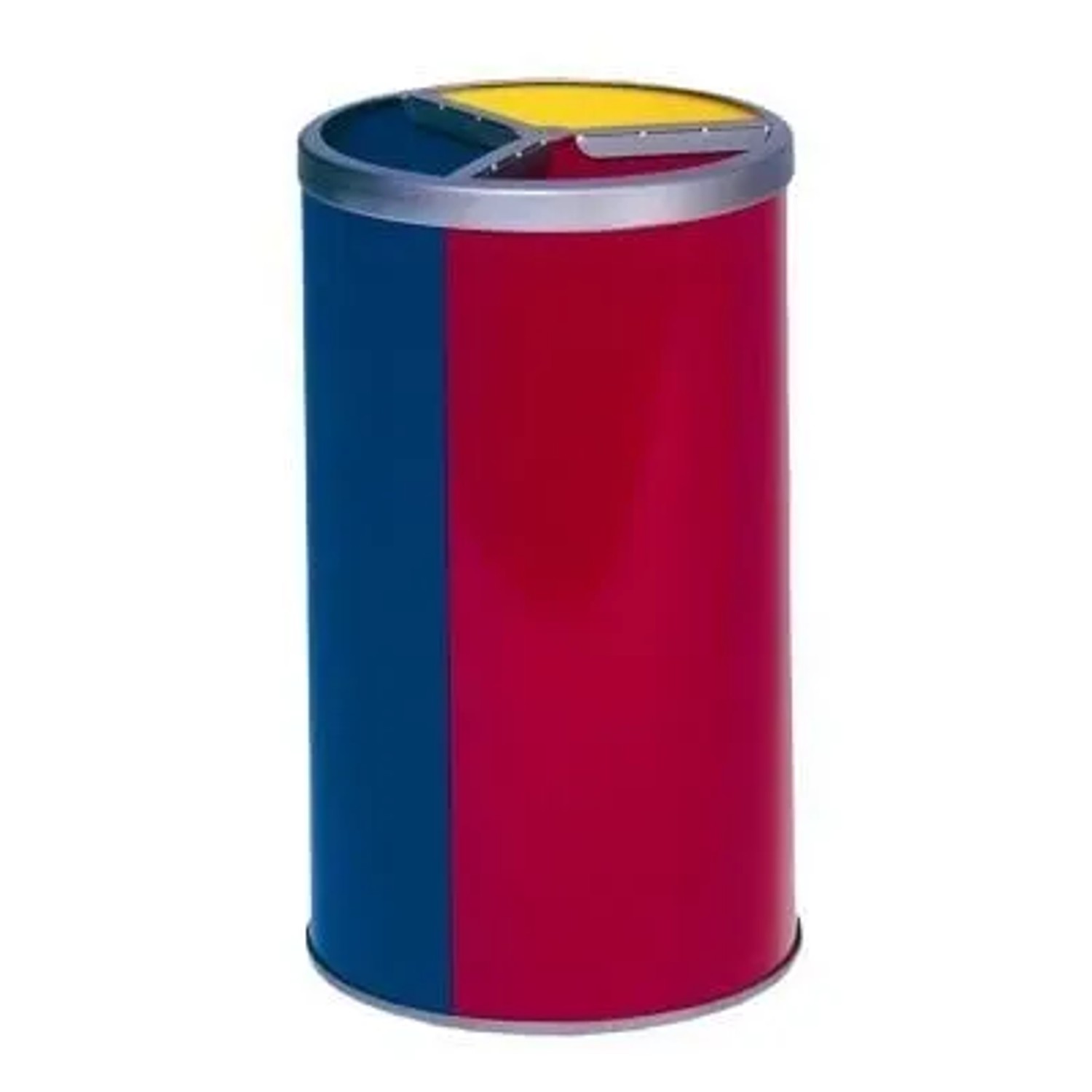 PROREGAL Robuste Wertstoffsammelstation Ohne Dach 30 Liter Je Behälter HxBxT 72 x 42 x 42 cm Verzinkter Stahl Blau Rot Gelb