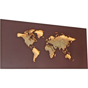 Paul Neuhaus LED-Wandlampe Map, Rost/Gold, 60x30cm. Dekorative Wandleuchte mit Weltkarte.