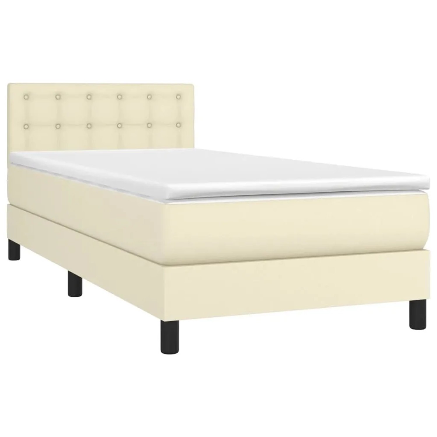 vidaXL Boxspringbett mit Matratze Creme 90x190 cm Kunstleder 3141097