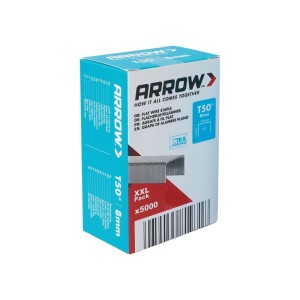 Arrow Klammern T50, 8 mm, 5000 Stück, im blauen Karton. Zubehör für Tacker.
