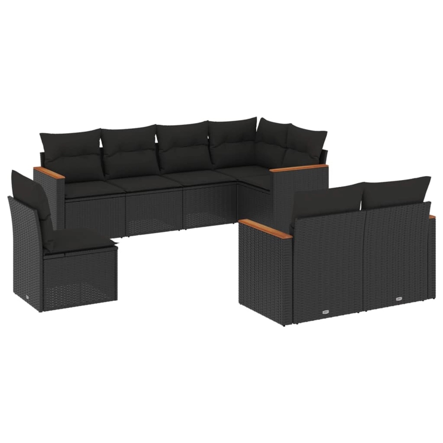 vidaXL 8-Tlg Garten-Sofagarnitur mit Kissen Schwarz Poly Rattan 3226160 günstig online kaufen