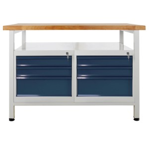 PROREGAL Werkbank Rhino mit 6 Schubladen, Ablagefläche, lichtgrau/anthrazitgrau, 120x60x84 cm.