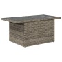 Grauer vidaXL Gartenmöbel-Tisch aus Polyrattan mit Glasplatte für Sofagarnitur.