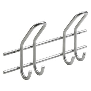 Hettich Garderobenleiste aus Metall in Silber mit 2 Haken zum Anschrauben.