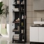 Vicco Badmöbel-Set Karen, 4-teilig, Anthrazit/Weiß, mit Waschbeckenunterschrank, Spiegelschrank, Regal und Hochschrank.